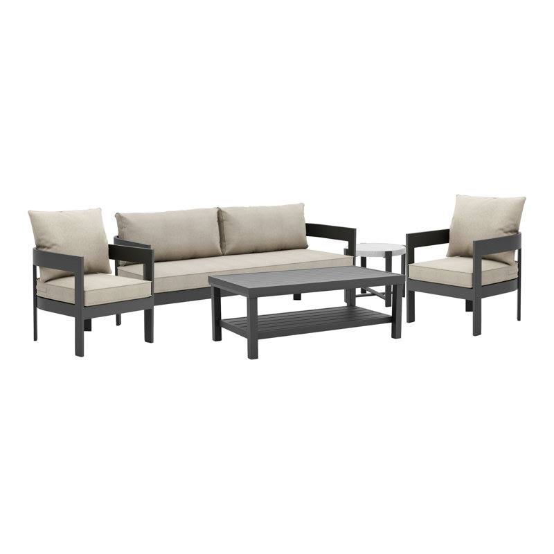 Ensemble de conversation d'extérieur Lotus (1 table basse, 1 table d'appoint, 1 canapé, 2 chaises)
