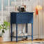 Console étroite, canapé mince avec trois tiroirs de rangement et tablette inférieure (bleu marine)-125778182