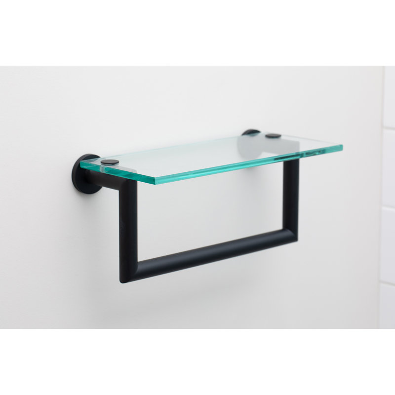 Kubic Shelf with Towel Bar, 12", Matte Black