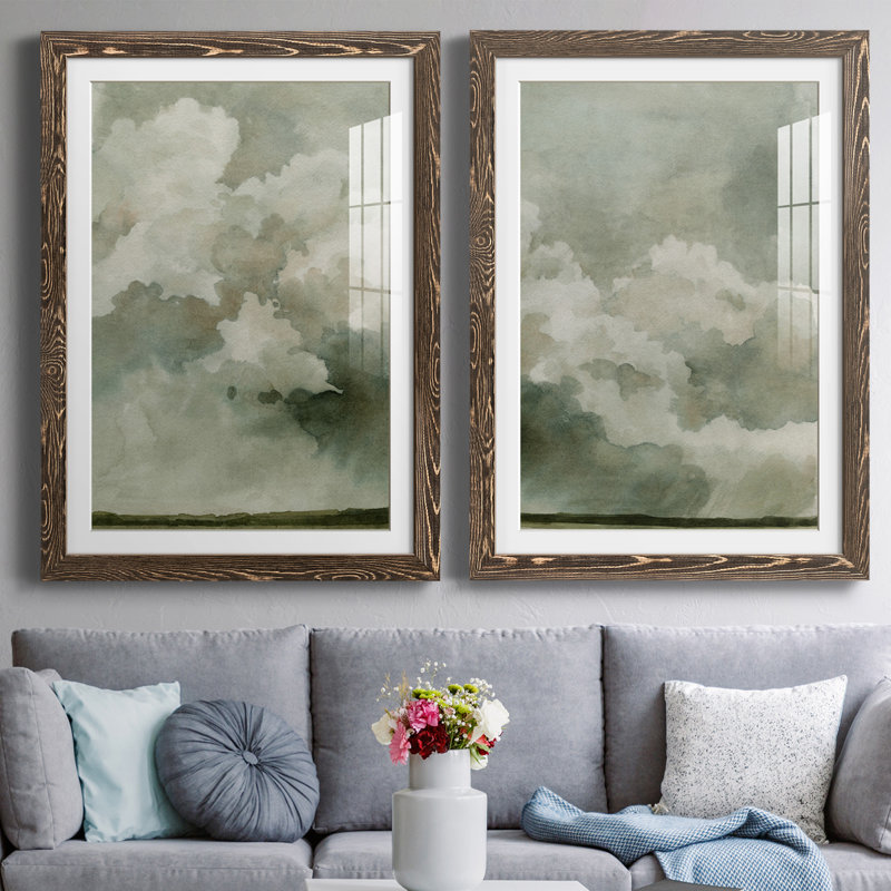 Coming Rain I Premium encadré mat - prêt à être suspendu, Encadré de bois de noyer, H 43,5 po x l 17 po x P 1 po