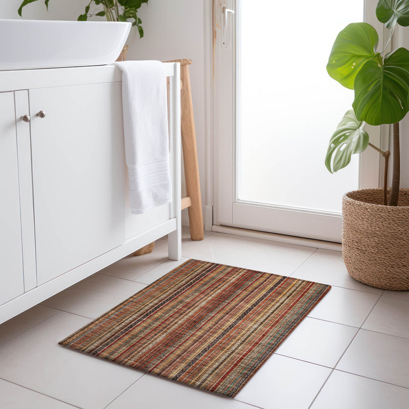 Machine Washable Indoor/Outdoor Claudian ACN1654 Paprika Rug, Rectangle 1'8" x 2'6"
