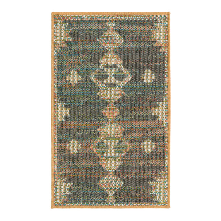 Barnesville Geometric Machine Made Power Loom Polypropylene Indoor / Outdoor Area Rug in Multi/Blue/Brown/Orange/Green