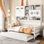 Lit de jour avec lit gigogne et tablette fonctionnelle - Structure en bois à la mode-503143625-503143624
