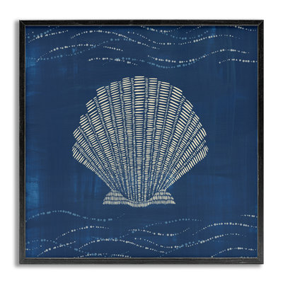 «Clam Shell» sur giclée bleue encadrée par Jetty Home, LLC