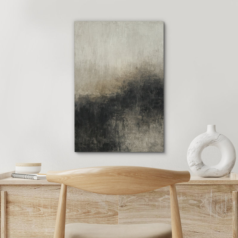 Gray and Black Abstract Art – Pictures Framed Canvas Print Wall Art, 36" H x 24" W x 1.5" D, Wrapped Canvas