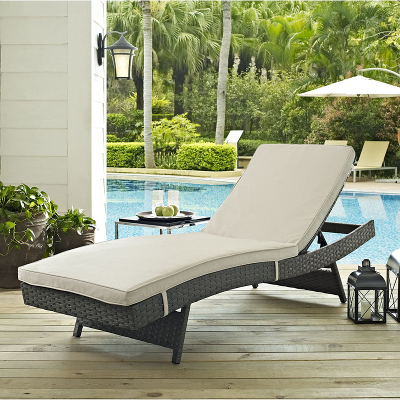 Modway Invite Outdoor Patio Sunbrella Chaise, Antique Beige Sunbrella® Canvas