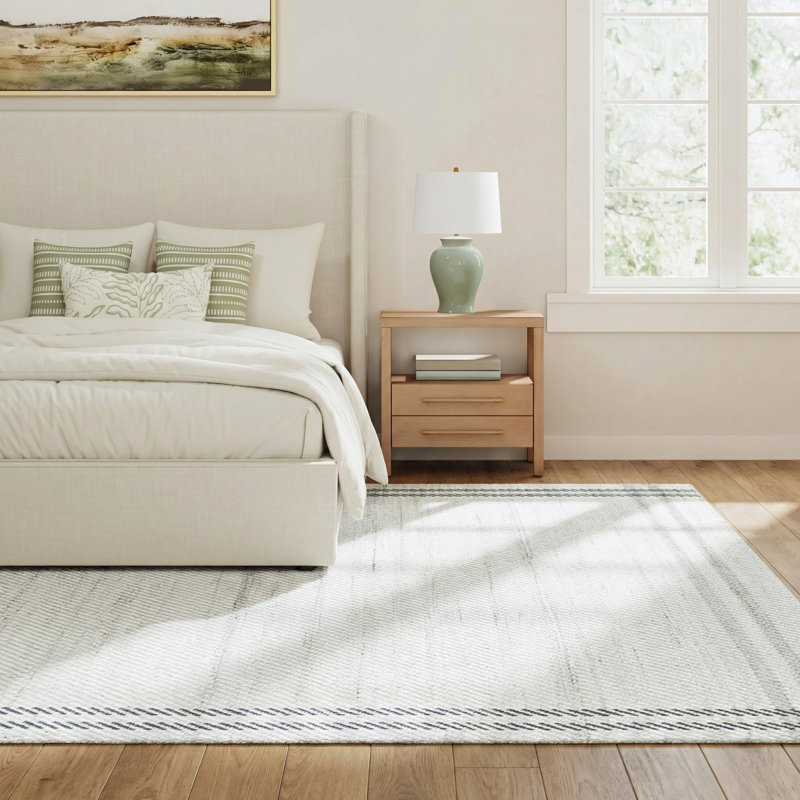 Lavande Solid Color Wool Area Rug in Gray, Rectangle 8'10" x 12'
