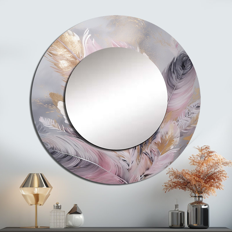 Plume rose Profir Wanderlust - miroir mural Glam Feather, 23 po x 23 po