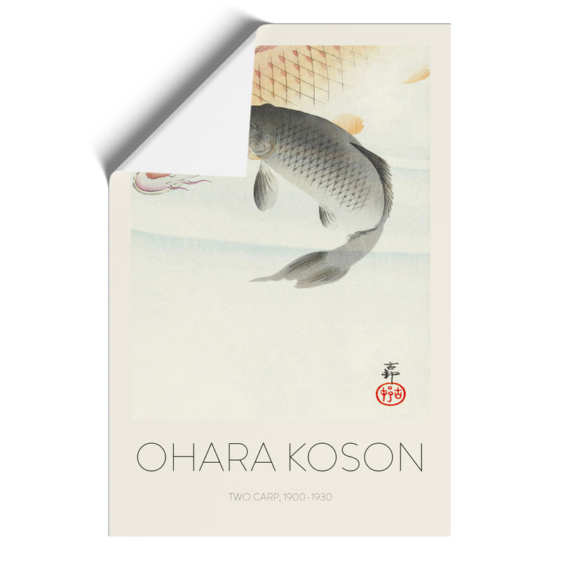 Two Carp Fish Print by Ohara Koson - Frameless Print, 42cm H x 30cm W x 0.1cm D