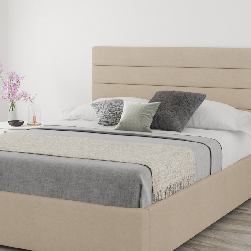 Platt Upholstered Twill Headboard, Double (4'6), Linen Beige