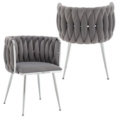 Velvet Dining Chairs Set of 2, Upholstered Dining Room Chairs with Metal Legs, Sillas de Comedor Modernas 2, Modern Kitchen Chairs for Dining Room, Living Room, Kitchen, Bedroom