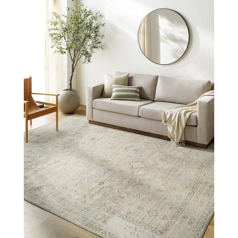 Marlene Cream and Beige Vintage Medallion Area Rug 10' x 14'