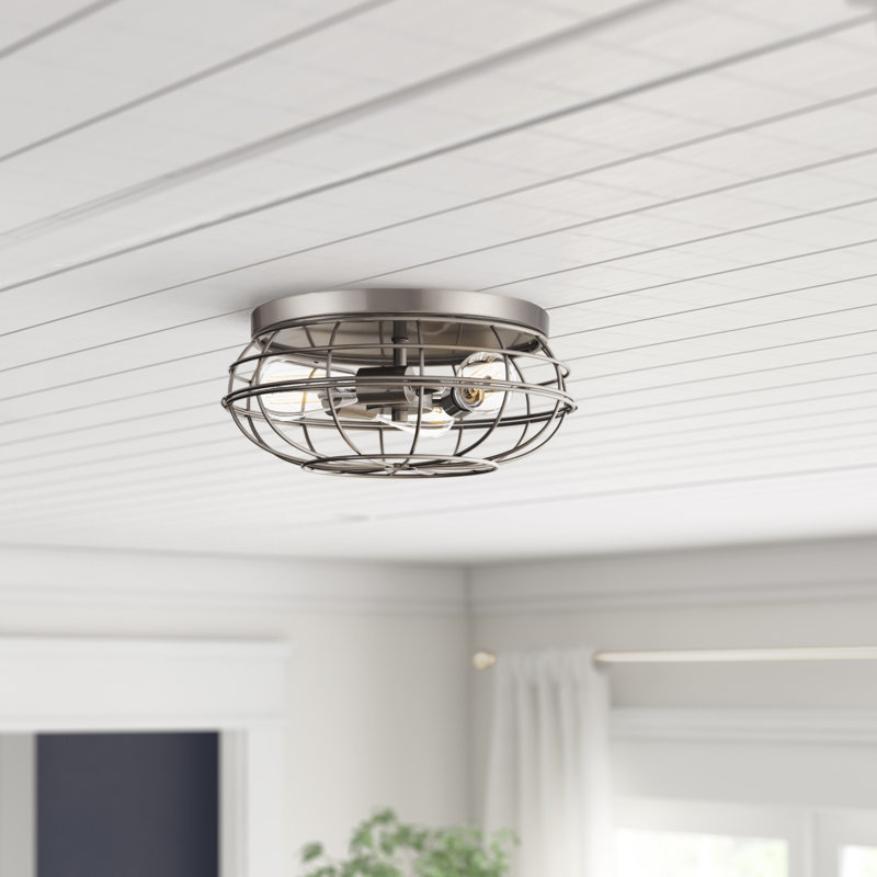 Newlyn 3-Light 15" Flush Mount in Satin Nickel, Satin Nickel