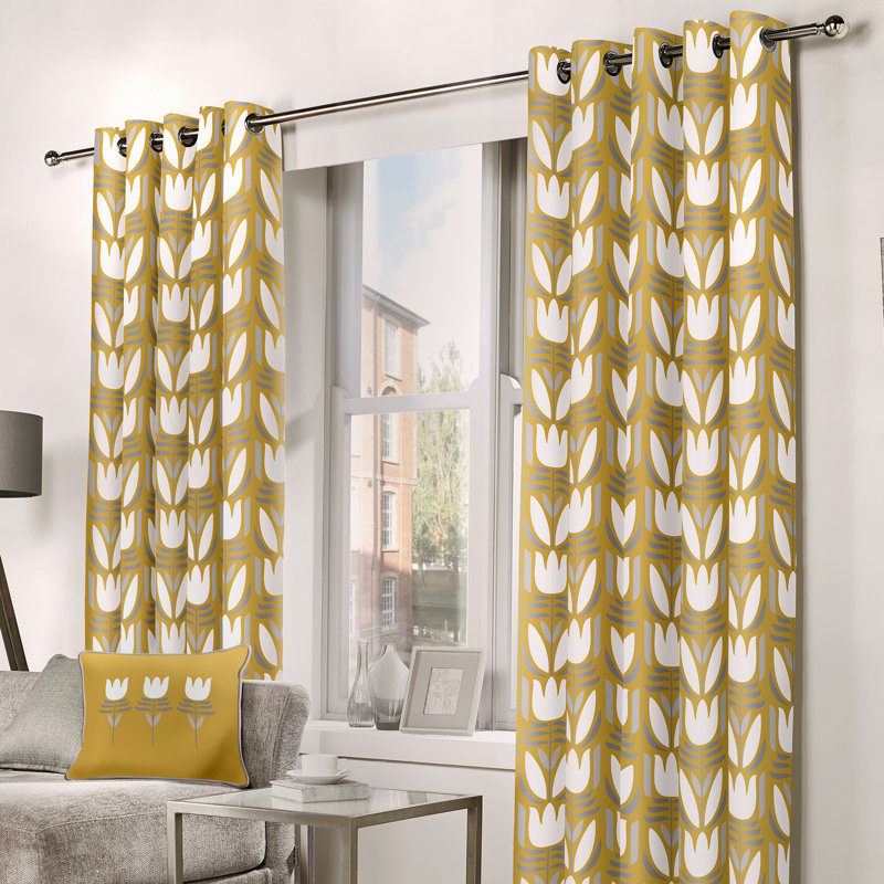 Haldon Cotton Room Darkening Curtain Pair, Ochre Yellow, 168 W x 137 D cm