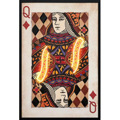 Royal Card IV - 37" x 25" - Hand-Embellished LED Canvas in Frame