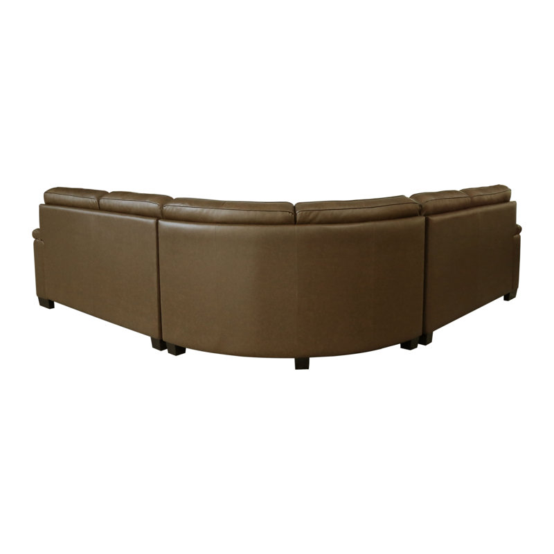 Canapé modulaire de coin symétrique en cuir 111 po Orrick, Cuir véritable brun / similicuir