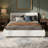 Modern Bouclé Upholstered Platform Bed with Extra-Thick Headboard-123862943