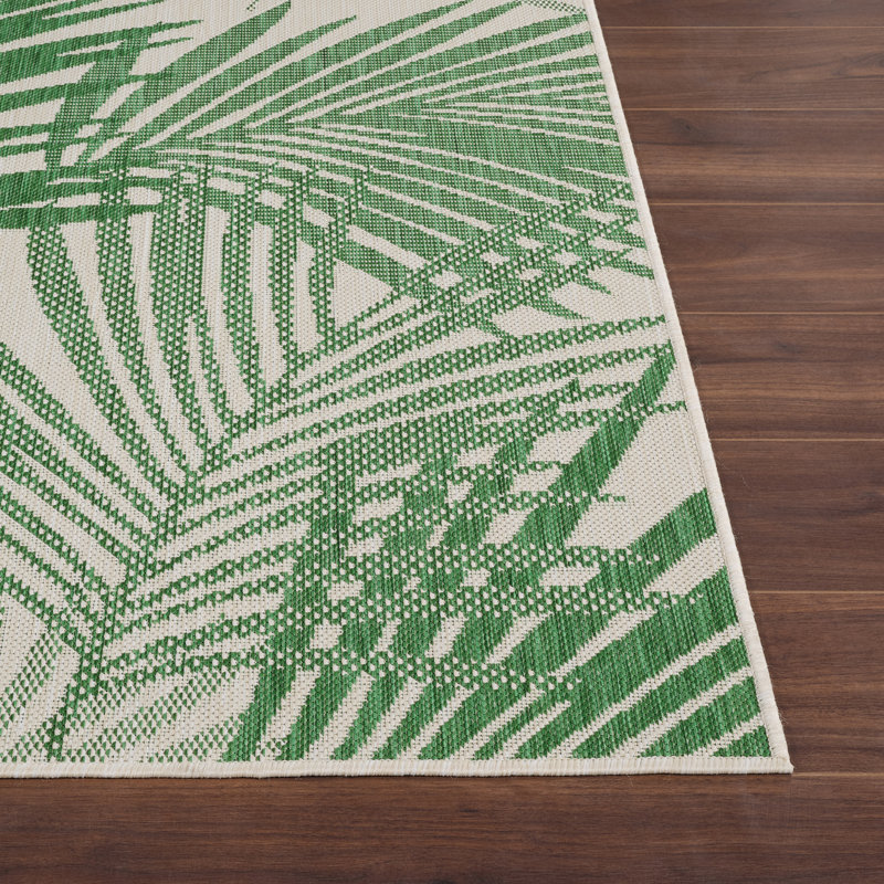 Dajerin Indoor & Outdoor Boho Rug Green/Ivory, Rectangle 200 x 275cm
