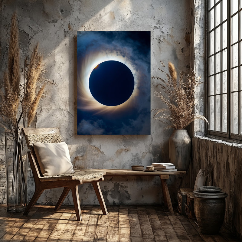 Toile, "Une scène d'éclipse solaire à couper le souffle", art mural obscurcissant par la lune au centre de la toile
