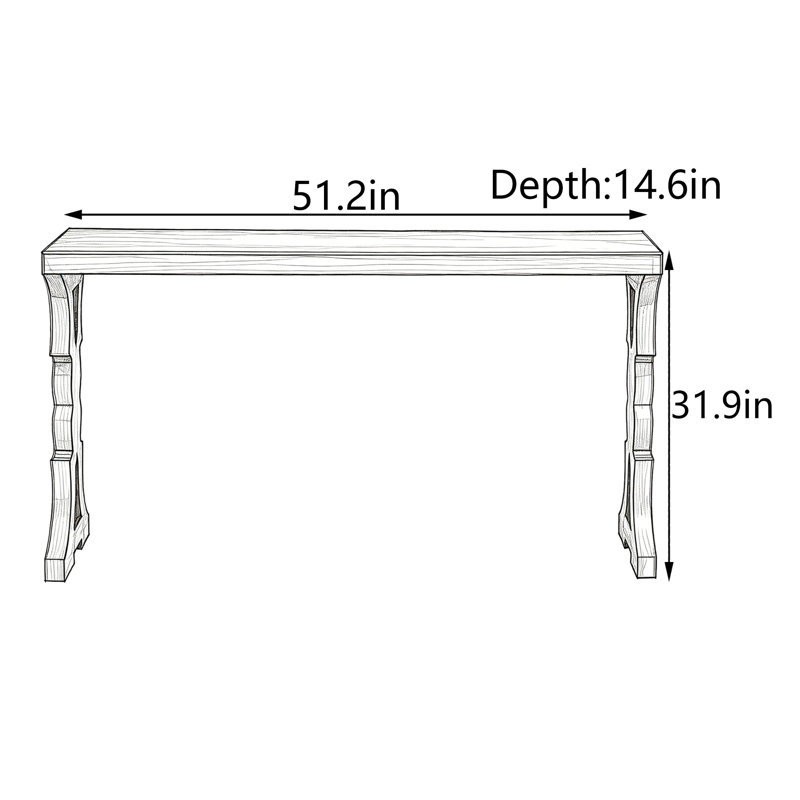 Console en bois massif American Light Luxury, 31.9" H x 51.2" W x 14.6" D, Brown, Brown, Brown