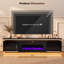 Meuble télé à DEL avec foyer électrique intégré (compatible avec les téléviseurs jusqu'à 90 pouces), console télé avec 4 prises secteur pour salon, noir-776752710-776752704