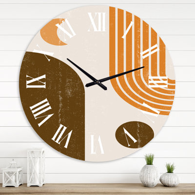 Abstrait arc-en-ciel géométrique dans des tons de terre - horloge murale moderne