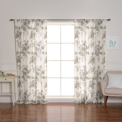 Reamstown Rose & Wildflower 100% Cotton Floral Semi-Sheer Rod Pocket Single Curtain Panel