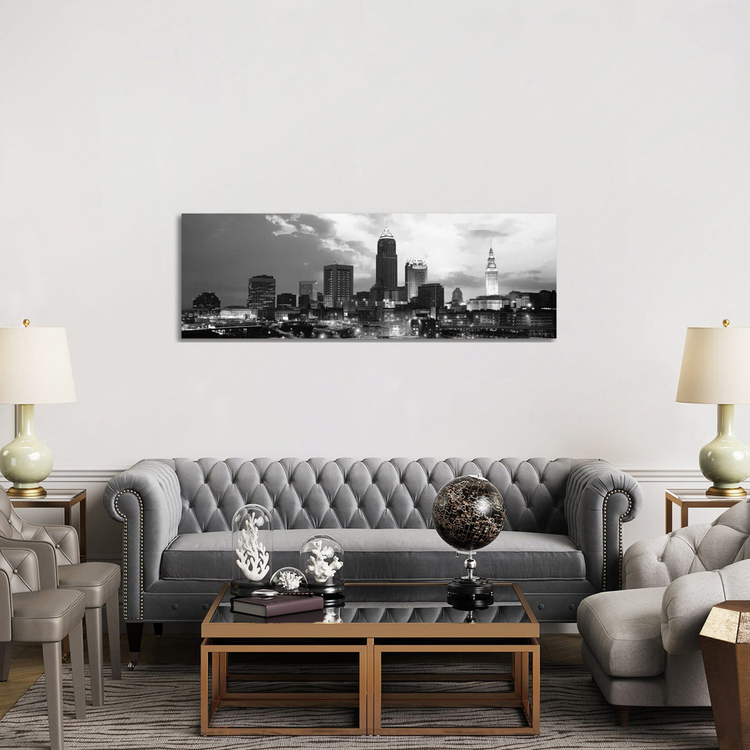 Cleveland Skyline Cityscape - Wrapped Canvas Panoramic Print
