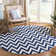Emek Hand Woven Flat Weave Wool/Cotton Chevron Rug in Ivory/Blue