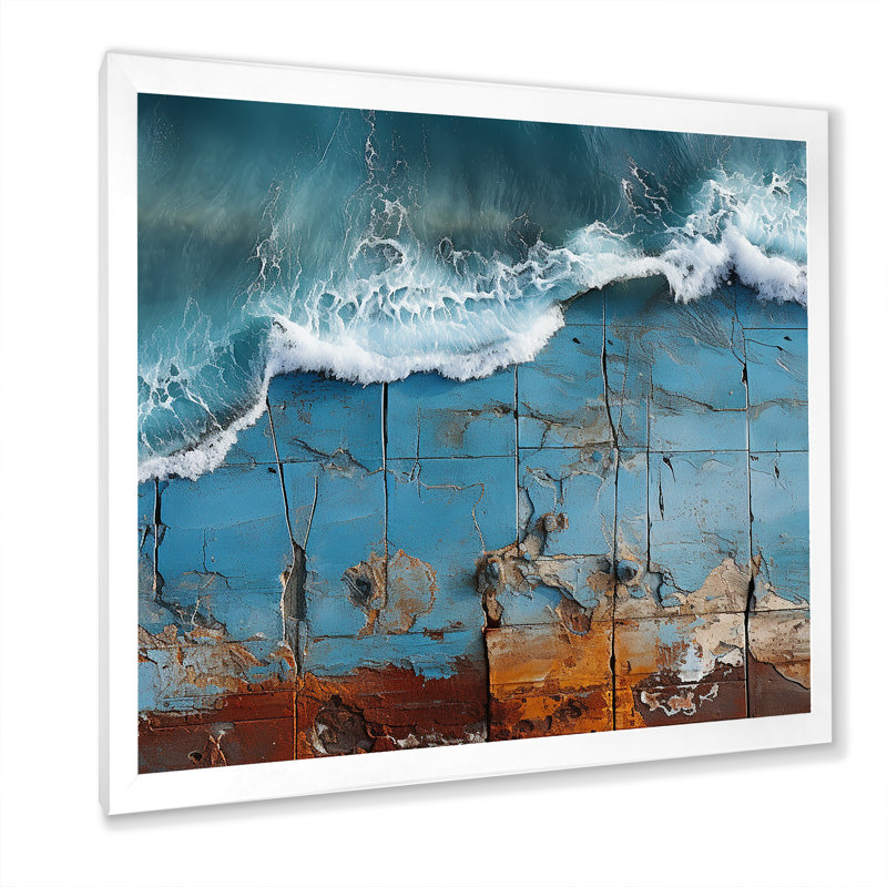 «Beach Pier Urban Waterscapes» sur toile, Silver Picture Framed, 30" H x 30" W