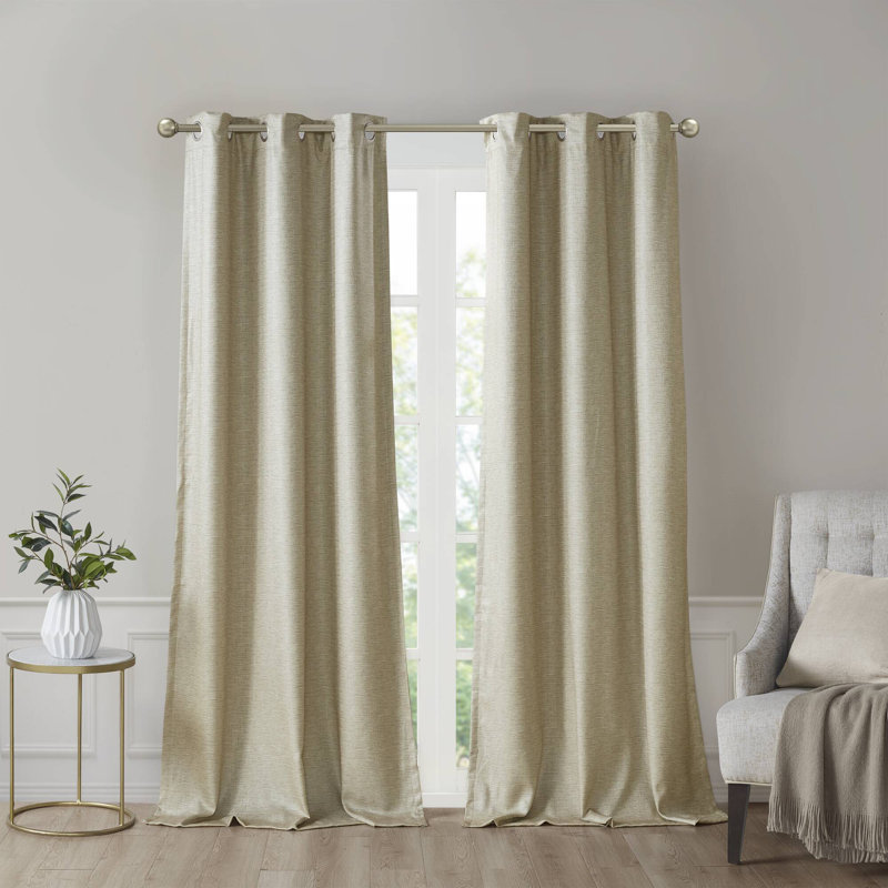 Sashay Taupe Faux Silk Room Darkening 42x84" Curtain Panel Pair, Taupe, 42"W x 84"L