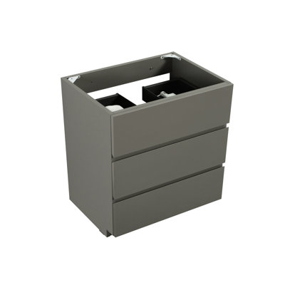 Floor Cabinet Without Basin - Gray, 3 Drawers, Sleek Appearance, Max Storage, Silent Smooth Movement, Ergonomic Gray Bathroom Modern Sleek, Smooth,