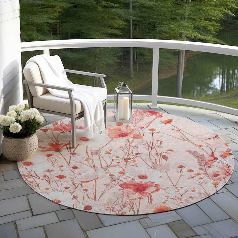 Tapis intérieur / extérieur lavable orange Nafeza - LOOMlan, 8 pi x 8 pi