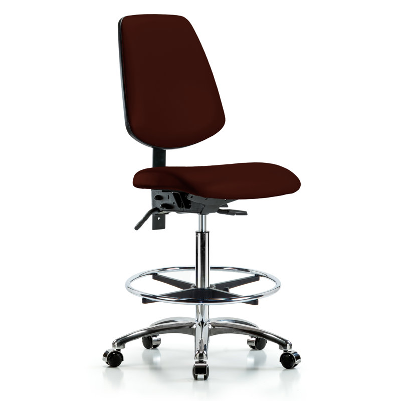 Torin Drafting Chair, Burgundy, Glides, Not Included