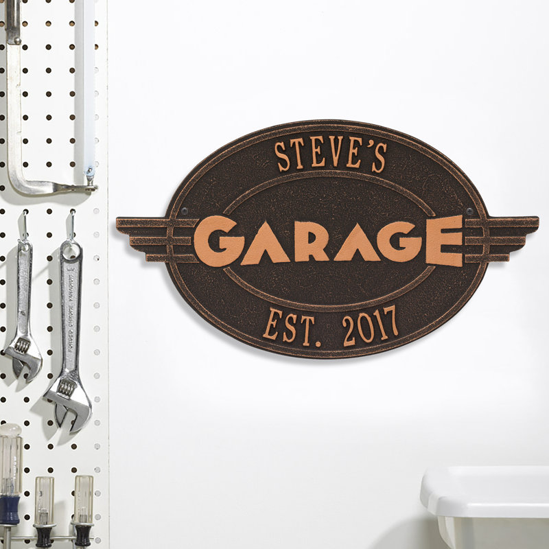 Décoration murale à plaque personnalisée garage Moderno, Brun / Cuivre, Oui