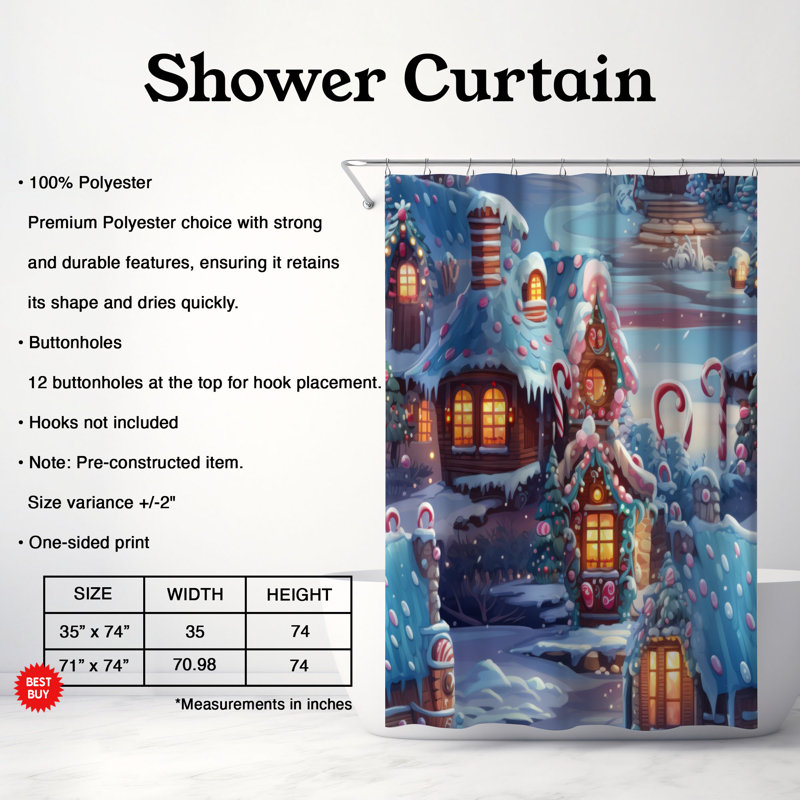Rideau de douche Gingerbread Home - Premium, H 74 po x l 71 po