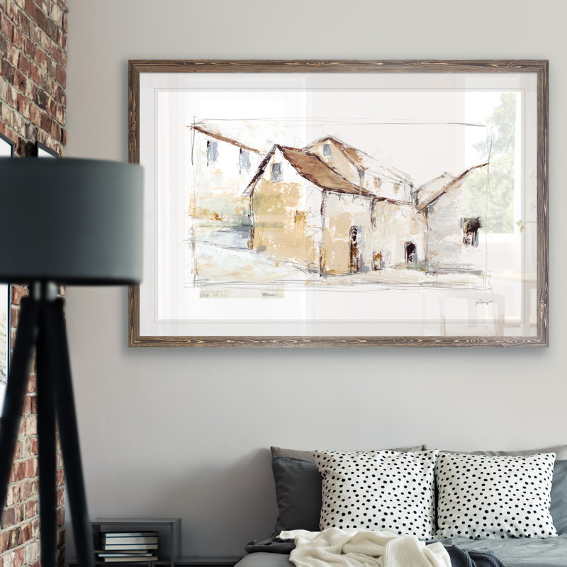 "quiet streets i" par paul cezanne-photo cadre, reproduction d’art sur papier, H 32 po x l 44 po x 1,25 po, Blanc