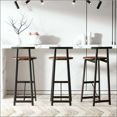 Ensemble de 3 tabourets de bar à hauteur de comptoir avec dossier et chaises sans accoudoirs pour îlot de cuisine