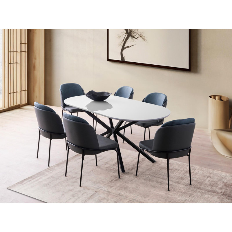 Table de salle à manger moderne, gris clair, 70,9 x 31,1 x 31,1 pouces | 100% panneau de fibres à densité moyenne avec pieds en fer durable | Capacité de charge élevée de 220 lb | Conception élégante de couleur unie parfaite pour les espaces de salle à manger contemporains