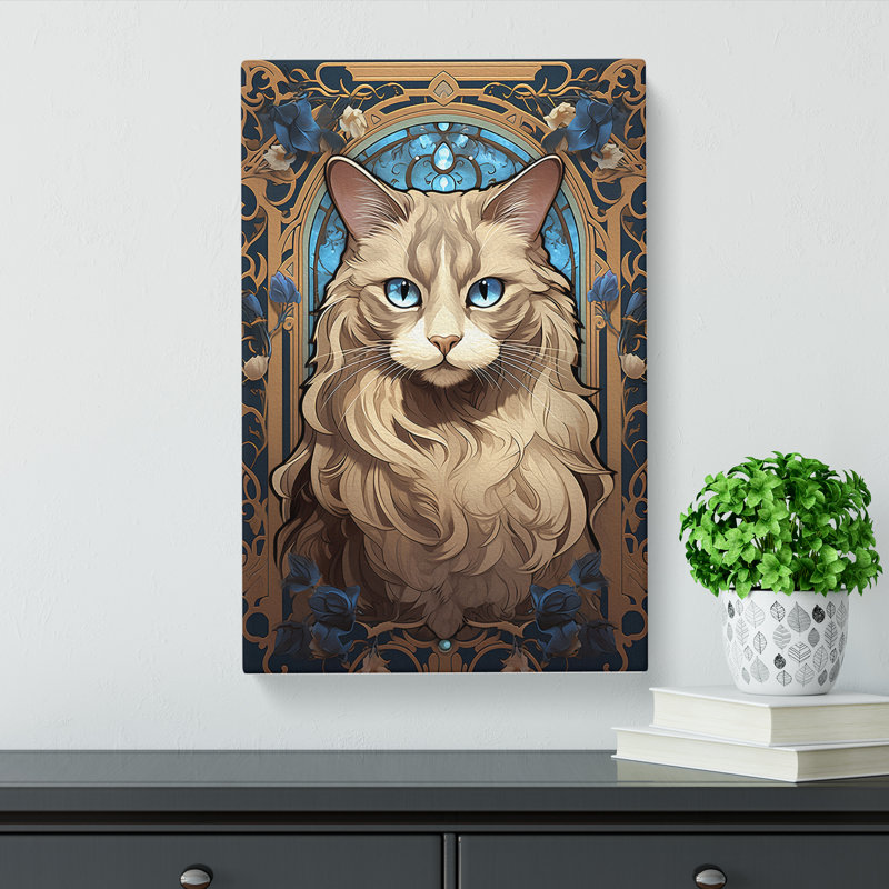 Ragdoll Cat Nouveau - Wrapped Canvas Print, 60cm H x 40cm W x 3cm D