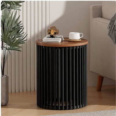 Table d'appoint en bois massif ACACIA, couleur naturelle et noire