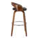 Maxime Swivel Counter or Bar Height Bar Stool with Open Low Back in Faux Leather and Wood