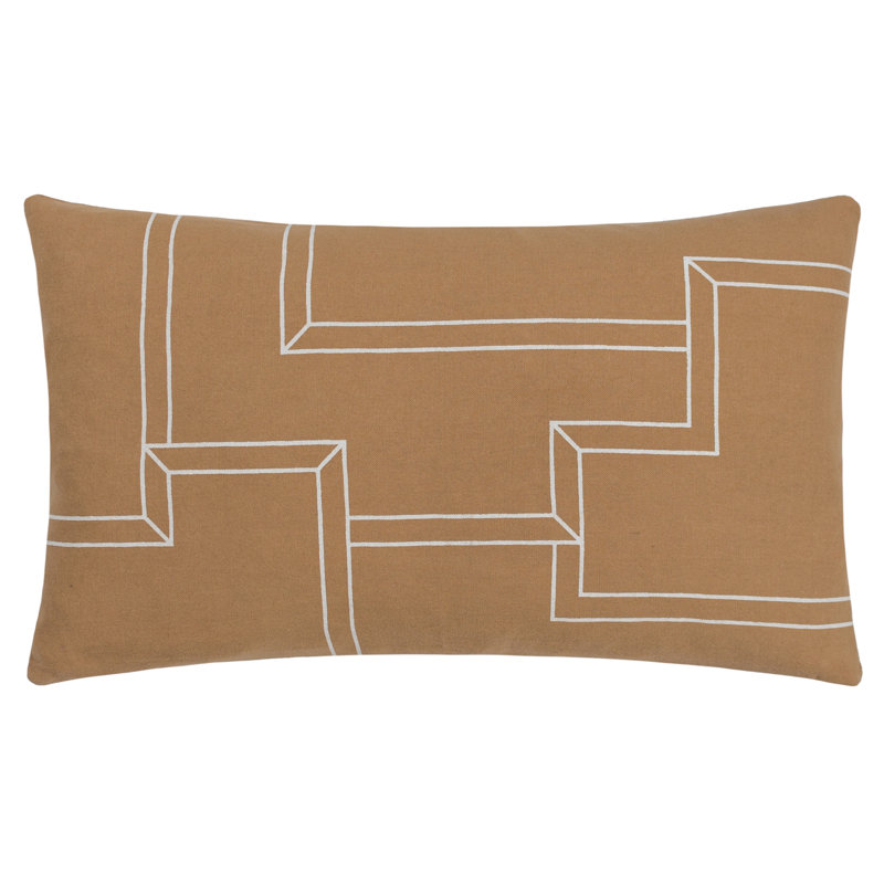 Sirna Geometric Brown Rectangular Cushion, Feathers