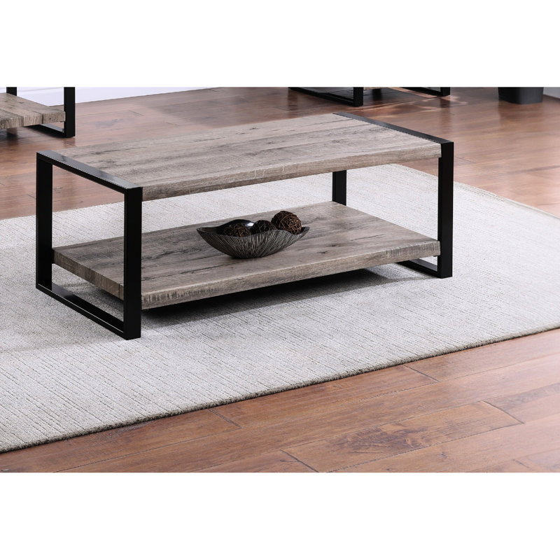 Table basse avec rangement, meuble rectangulaire rustique en bois brun pour salon, tablette empilable