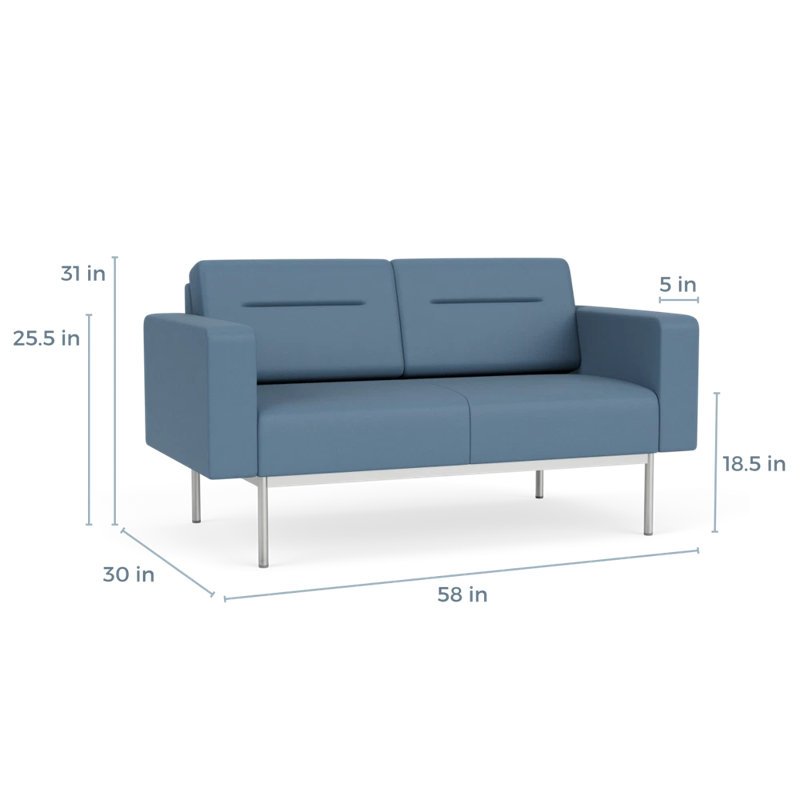 Causeuse de réception Darsey, Sans alimentation, Argent argent, Open House Quarry - bleu