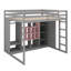 Lit mezzanine en bois pleine grandeur avec garde-robe, tablettes et armoire, cadre de lit multi-rangements peu encombrant avec échelle réversible-1580920039-1580920033