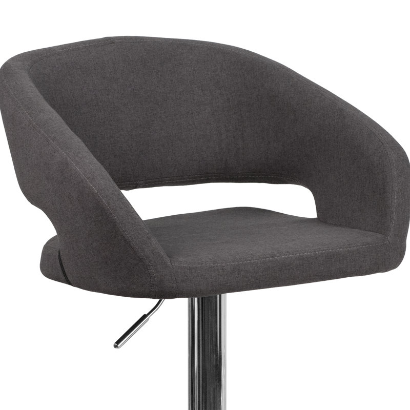Amberlie Modern Upholstered Adjustable-Height Barstool with Footrest by Flash Furniture, White, 1, Chrome