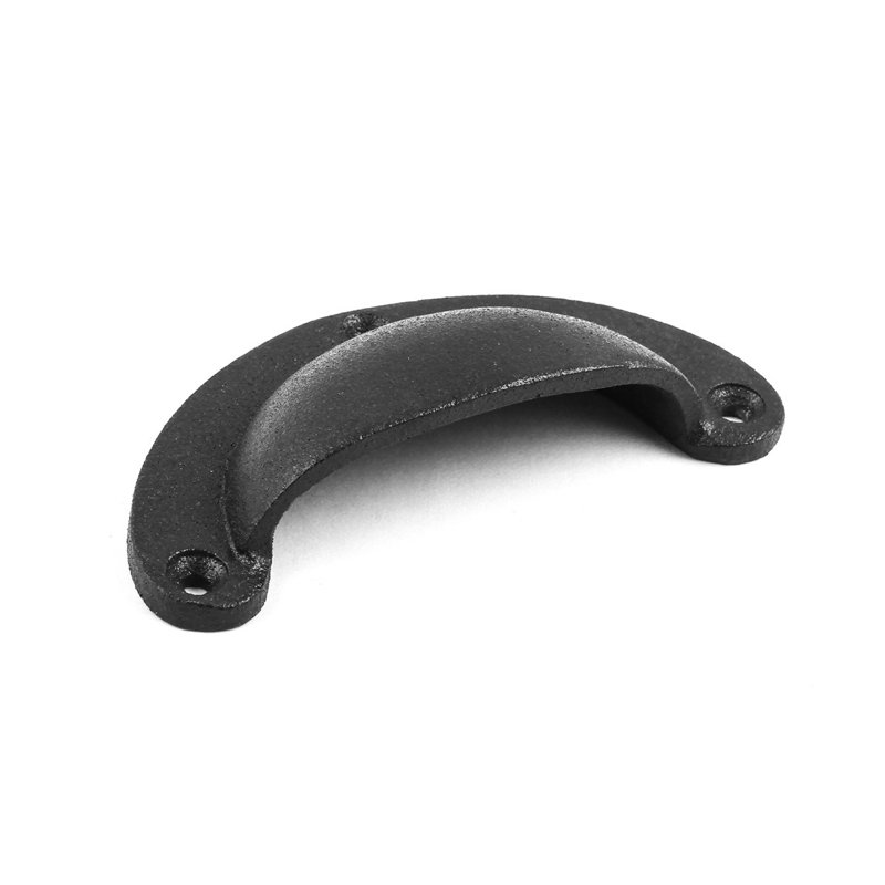 Black Iron Cup Pull with Mounting Hardware