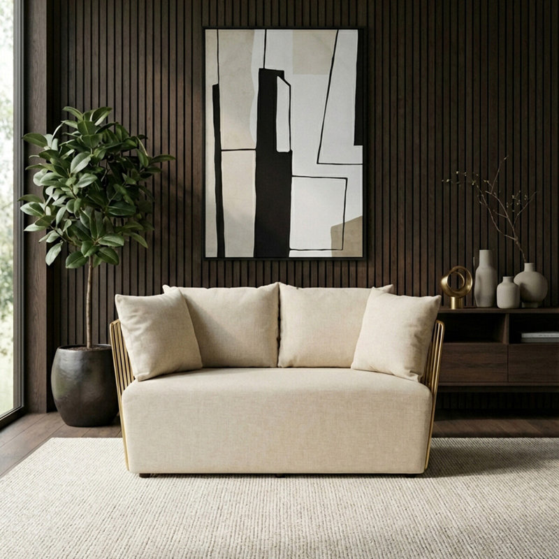 Lisabeth 2 Seater Cotton Blend Sofa, Natural