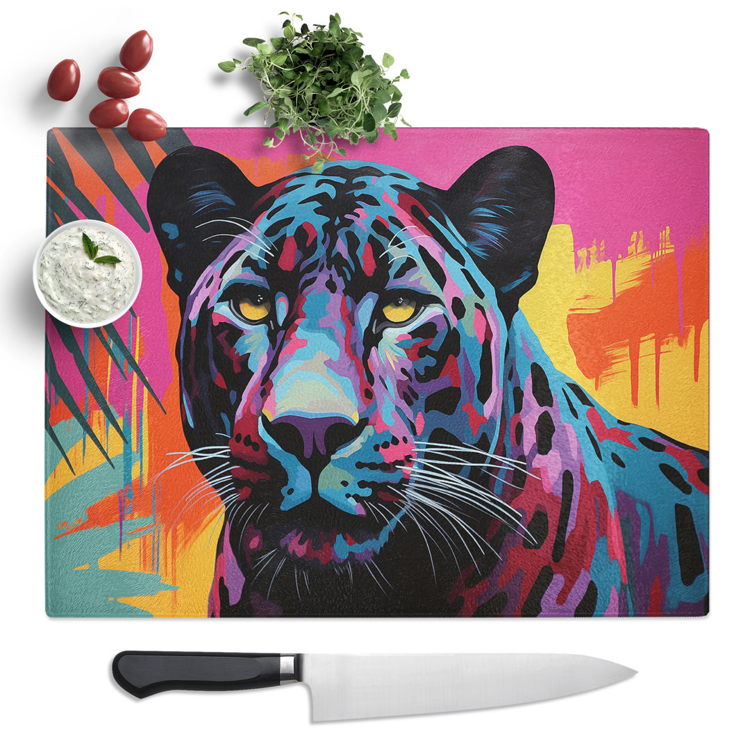 Panther Pop Art  Glass Chopping Board